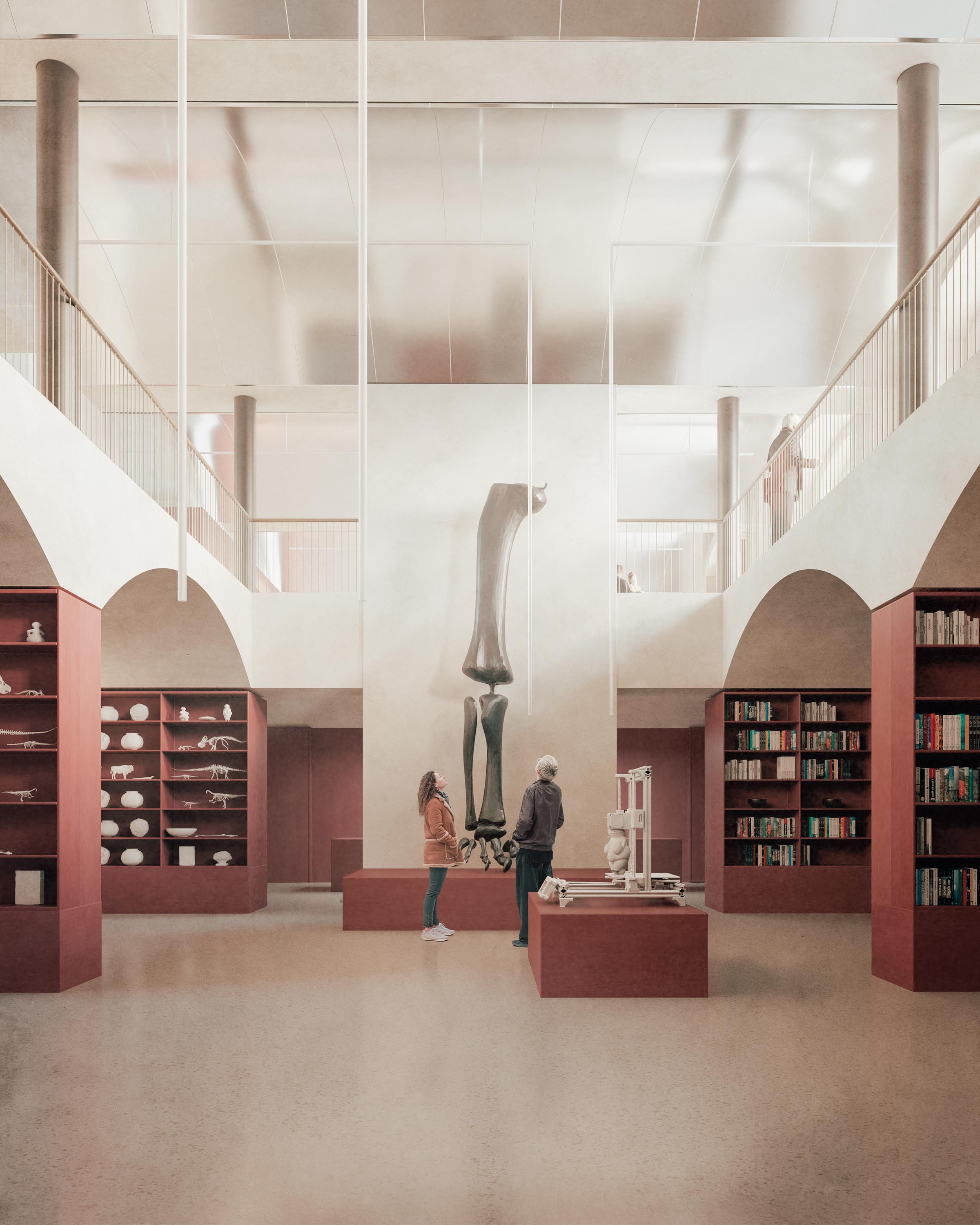 Atmosphärische Architekturvisualisierung von sonaar. Rendering vom Shop des Naturhistorischen Museums von Riegler Riewe Architekten.